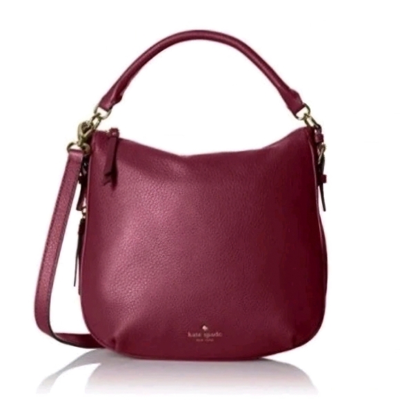 Kate Spade Small Ella Cobble Hill Bag Purse Merlot Red - Picture 2 of 16